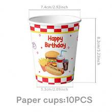 This Hamburger And Hot Dog-Themed Disposable Tableware Set-Including Plates, Napkins, And Paper Cups For 10 Guests-Is Perfect For Birthdays, Weddings, Themed Parties, Family Picnics, And A Variety Of Other Occasions. - Multiple Styles - View 11