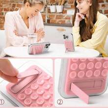 1PC Macaron Suction Cup Phone Stand, Single-Arm Metal & Silicone Minimalist Adhesive Back Mount With Self-Adhesive Tape, Non-Slip Pad, Car Mount, Creative Foldable Soft Silicone Desktop & Bathroom Universal Phone Holder - Multicolor - View 2