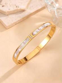 1pc/4pcs Stainless Steel Clover Bracelet, Cross-Border Hot-Selling European And American Fashion Gold-Plated Non-Fading Bracelet - Gold - View 7