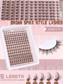 Brown Natural Wispy Lash Clusters, Anime Lash Clusters, Spiky Lash Extensions, C Curl Individual Lash Extensions, Spiky Individual Lash Extensions, 8-16mm Flat Bottom Lash Clusters, DIY Eyelash Extensions At Home - D - View 5