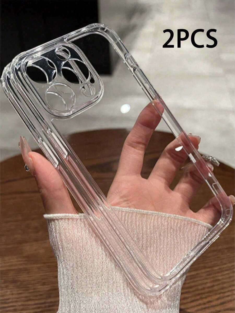 2件裝高透明厚實防摔透明材質手機保護殼，相容 iPhone 15 Pro Max、Apple P13、P14、P11、P12、XS、XR、78P、78GES2、A50、A12、A32、A52、A72、A51、A21S、A13、A14、S22 Ultra、S23、A33、A53、S20 FE、11 Youth、12 Pro、12/12X、Note 11、9a、9c、Polo X3 NFC、10、9、Note 9、12c、Note 11 Pro、10c、Note 8 Pro，女款軟殼手機保護套 - 無色 - 查看 1