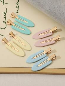 8pcs Macaron Minimalist Solid Color Seamless Women's Hair Clips, Versatile Hair Accessories For Daily Commute, Photography And Casual Wear - Multicolor - View 5
