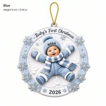 1件客製化嬰兒第一個聖誕節裝飾品，個性化嬰兒照片節日吊飾，雪天使紀念品，2026新生兒禮物，聖誕樹裝飾，聖誕禮物 - 彩色 - 查看 11