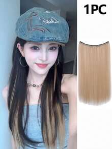 3pcs Women's Synthetic Long Straight Rainbow Hair Extensions, Halloween Dual-Tone Highlight Invisible Hair Pieces, Clip-In Hair Extensions, Ear-Hanging Hair Pieces, Highlight Hair Extensions, One-Piece Dopamine Colorful Gradient Hair Extensions, Seamless Volume Hair Extensions - Multicolor - View 17