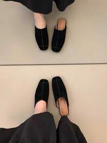女款小眾厚底芭蕾訓練鞋 百搭時尚休閒運動瑪麗珍鞋 大尺碼女鞋 - 黑色 - 查看 2