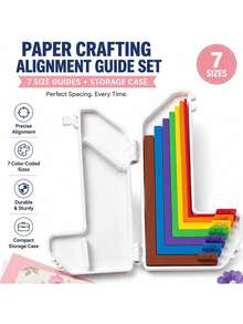 Paper Craft Alignment Guide With Storage Box, For Card Making, Precise Layering And Spacer Spacing, Suitable For Card Making And Scrapbooking, Color-Coded Tools With Size Labels, 1/16 To 1/2 Inch Increments - Multicolor - View 8