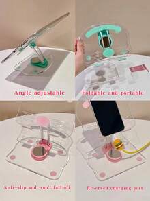1pc 360° Rotating Phone/Tablet Stand, Adjustable & Foldable Desktop Holder Stand With Non-Slip Silicone Base, Portable Compatible With Desk Stand, Gift For Family, Friends, Phone Accessories,Suitable For Office Workers, Students, And Teachers - Multicolor - View 5