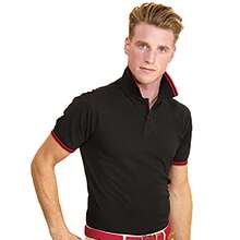 Roly Asquith & Fox Mens Classic Fit Tipped Polo Shirt - Black/ Red - View 3