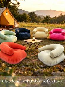 Kursi Sofa Santai Tiup Lembut Berbulu, Sofa Bean Bag Tiup Portabel yang Dapat Dilipat, Kursi Tiup Nyaman, Cocok untuk Kamar Tidur Dalam Ruangan, Berkemah di Luar Ruangan, Piknik, dan Perjalanan. - A - View 10