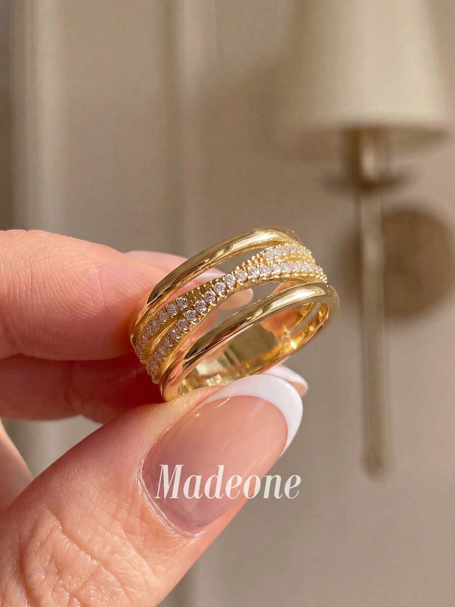 MADEONE 1pc Vintage Line Wrapped Ring, Unisex, Suitable For Daily Wear, Party Accessory, High-Quality Ring Jewelry Gift