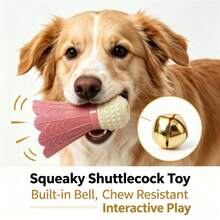 Durable Badminton-Shaped Dog Toy With Built-In Bell Sound, Teething And Dental Cleaning Ball, Interactive Boredom Buster For Small And Medium Dogs - Multicolor - View 2