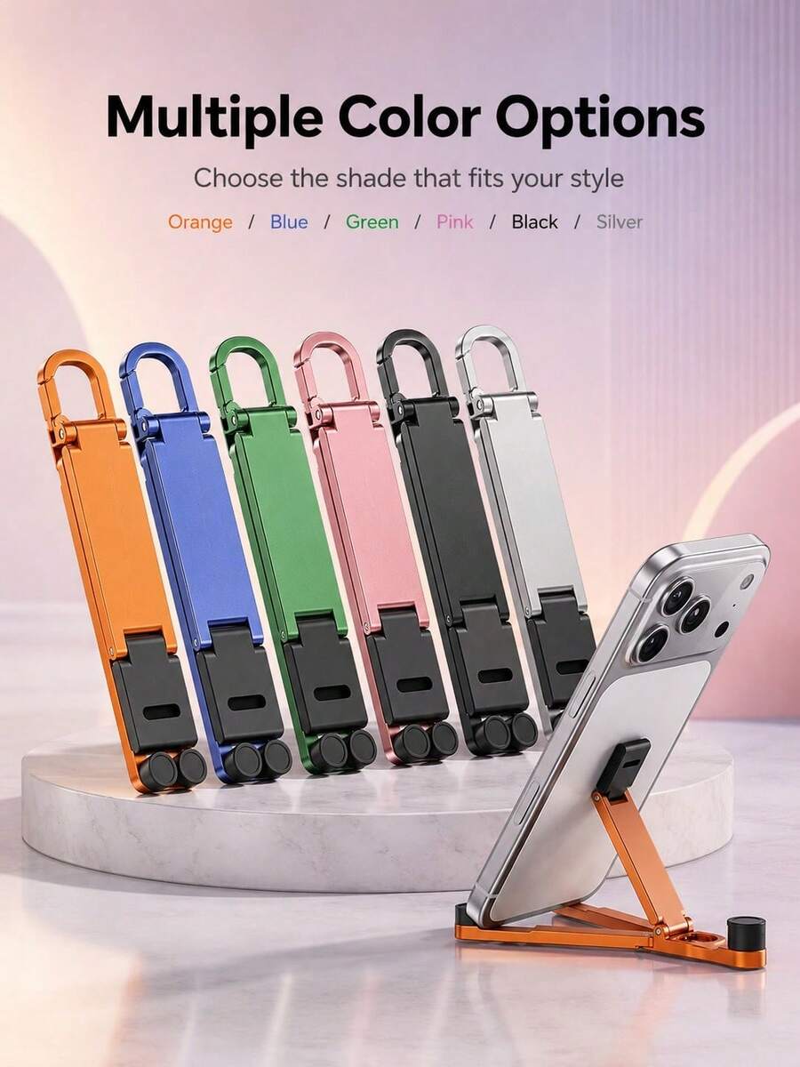 1pc Foldable Mini Keychain Phone Stand, Portable Travel Support Bracket, Hands-Free Holder, Suitable For Watching Movies, Video Calls, Long-Distance Travel, Home Office And Outdoor Travel Digital Accessory