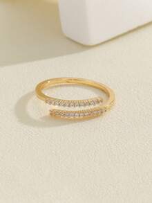 18KGP CZ Ring, Copper Plated Gold, Hypoallergenic, Women's Style, 1 Piece - Gold - View 3