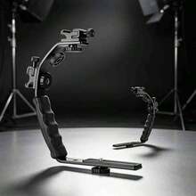 L-Shaped Camera Flash Bracket, Aluminum Alloy Bracket, 1/4 Inch Screw Tripod, Portable Dual Hot Shoe Handle Bracket, Suitable For Photography Studio Cameras, Easy-To-Use Extension Bracket - Black - View 1
