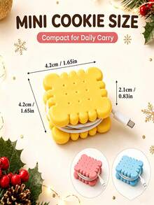 3 PiecesSet - Creative Biscuit Data Cable Storage Rack, Biscuit Shape Data Cable Storage, Cute Sandwich Biscuit Storage, Portable Cable Organizer And Decorations For Data Cable, Small Cable, And Wire Storage, Backpack Hanging Decoration, - View 4
