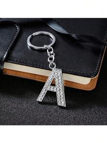 A-Z Initial Letter Keychain, Shiny Crystal Key Ring For Women, Best Friend Gift, Birthday Gift - Silver - View 16