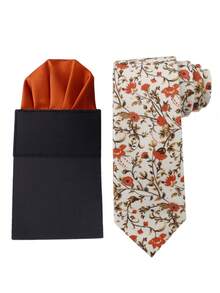 ZONFAZ Set Dasi Pria Motif Bunga 2 Buah & Sapu Tangan Saku Polos, Lembut & Ramah Kulit, Cocok Untuk Pernikahan, Pertemuan, Pesta - MultiWarna - View 8