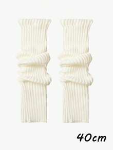 1 Pair Women's Vertical Striped Slouch Leg Warmers, Warm Knitted Leg Warmers, Thickened Versatile Leg Covers For Autumn/Winter - Multicolor - View 9