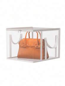 1pc Large Capacity Transparent Portable Dust-Proof Handbag Storage Box, Multi-Functional Closet Organizer, Suitable For Handbags, Backpacks, Wallets, Also For Clothes, Toys And Miscellaneous Items, Essential For Home Closet, Suitable For Back To School, Travel And Vacation - Multicolor - View 11