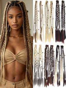 2pcs Bohemian Style Handmade Braided Hair Clips, Synthetic Braided Hair Accessories, Suitable For Women - Multicolor - View 3