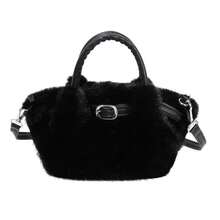 BAILEE Casual And Sweet-Style Faux Fur Handbag With Pleated Contrast-Colored Strap Design, Ideal For Outfit Coordination And A Preferred Gift Choice. - Multicolor - View 16