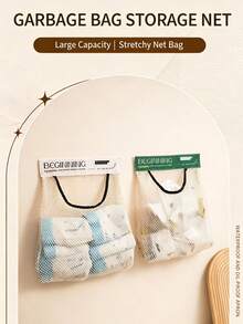 1/2pcs Wall‑Mounted Mesh Storage Bag, Detachable Hook And Loop Hanging Organizer, Breathable Net Pouch For Kitchen Cabinet Door, Space‑Saving Organizer For Plastic Bags, Seasonings & Sundries - Multicolor - View 4