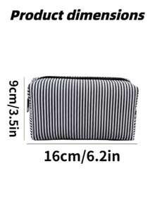 Campus Style Striped Pencil Case/Stationery Storage Bag - Multi-Functional Large Capacity Design, Can Store Office Supplies, Also Can Be Used As Creative Multi-Functional Pen Box Or Portable Travel Makeup Bag, Essential Item For College Students, Suitable For Students And Adults Daily Use, Back To School Season Essential - Multicolor - View 7