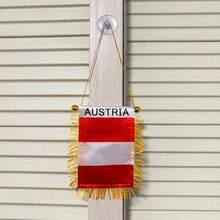 1 Set Austrian Flag (1pc Austrian Window Hanging Flag + 5pcs Handheld Flags + 2pcs Cross-Hole Transparent PVC Plastic Suction Cups), Easy To Display On Walls, Doors Or Rearview Mirrors, Suitable For Office, Car Decoration, Home Decor, Sports Events - A - View 5