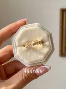 MADEONE 1pc Vintage Royal Style Ring, Women's Jewelry, Couple Date Decoration, Ball Gift - Gold - View 3