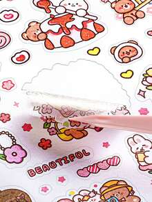 Nini Cartoon Girl Tape Sticker Book, Cute Planner Decoration Material Book, Spiral Bound Release Paper Book (Random Color) - Multicolor - View 6
