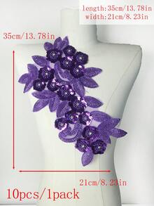 3D 串珠蕾丝绣花贴片、水钻亮片贴花、适用于服装装饰、婚纱配饰、DIY 缝纫工艺品 - 多色 - 查看 80