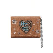 Set Dompet Kartu Denim 2-in-1 Y2K dengan Aksesori Rantai Motif Cetak Huruf Hati Macan Tutul - MultiWarna - View 16