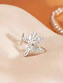 1PC Personalized Double Name Ring, Customizable Couple Ring With Two Names, Suitable As A Gift For Mom, Anniversary Gift For Women, Birthday Gift, Customized Gift, Birthday Gift, Anniversary Jewelry, Christmas, Halloween, Valentine's Day Gift - Multicolor 2 - View 11