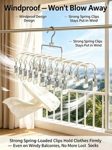 Double-Layer Clip Hanger Anti Slip Space Saving Made Of High-Quality Metal Multipurpose Pants Rack Suitable For Drying Items Like Underwear Socks Multifunctional Drying Rack And Wardrobe Organizer Accessory Ideal For Homes Bedrooms And Balconies - Multicolor - View 3