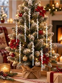 12-60pcs Christmas Tree Icicle Hanging Decorations, Transparent Colorful Acrylic Icicle Pendant Ornaments, Crystal Hanging Decor, Suitable For Christmas Tree, Winter Wedding Party Decoration - Multicolor - View 6