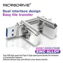 Microdrive معدني بشكل سيارة رياضية OTG USB Flash Drive USB3.2 + Type‑C 2‑In‑1 Thumb Drive، محرك تخزين معدني محمول لهاتف أندرويد، ويندوز، 32GB/64GB/128GB - مشاهدة 3