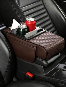 1pc/4pcs Car Armrest Storage Box With Cup Holder, PU Leather Center Console Armrest Pad, Multi-Functional Car Storage Box With Tissue Box And Phone Slot, Universal Car Armrest Pad, Suitable For Most Car Models, Can Store Drinks And Small Items - Multicolor - View 8