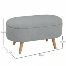 Teddy Fleece Storage Ottoman - White On-Site - Charcoal Grey + Polyester - View 3