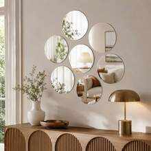 OUTANA 6pcs Round Acrylic Decorative Trays, Mirrored Style, Clear And Glossy, Suitable For Tabletop Candles, Acrylic Mirror Decor, Dining Table Centerpiece, Fits Wedding, Birthday, Christmas Party Scenes, Home Art Display, Decorates Various Banquet And Home Tabletop Spaces - Acrylic Round Mirror Disk - View 2