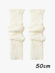 1 Pair Women's Vertical Striped Slouch Leg Warmers, Warm Knitted Leg Warmers, Thickened Versatile Leg Covers For Autumn/Winter - Multicolor - View 8