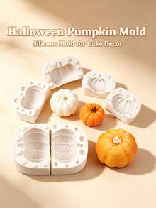 Halloween Pumpkin 3D Silicone Mold, Fall & Thanksgiving Fondant Chocolate Cake Decorating Tray, DIY Baking Tool For Candy, Polymer Clay, Cookies, Pastry & Sugar Art, Reusable Kitchen Baking Supplies - Beige - View 8