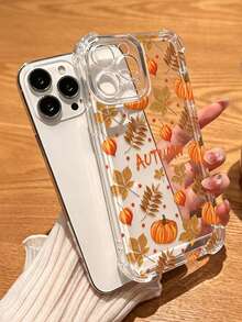 Phone Case - 1pc Autumn Pumpkin Halloween Print Design, Shockproof Transparent Frame Phone Case. Compatible With IPhone 18 Pro Max/17 Pro/17 Pro Max/16/16 Pro/16 Pro Max/15/15 Pro/15 Pro Max/14/14 Pro/14 Pro Max/13/13 Pro/13 Pro Max/12/12 Pro/12 Pro Max/11. Phone Case - Multicolor - View 1