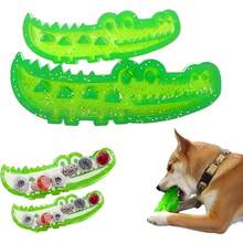 Double-Sided Design - Dog Treat Hiding Rubber Toy, Fun Green Cartoon Crocodile Shaped Design, Pet Food Dispensing Hiding Foraging Chewing Toy, Reusable Treat Dispenser Toy, Durable Material, Pet Intelligence Training, Suitable For All Breeds Of Dogs. - Multicolor - View 13