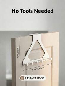 Large Upgraded Triangle Door Back Hook Rack Strong Load-Bearing No Drilling Required Hanging Clothes Bags Keys Hats Towels Robes Coats Organizer Storage Solution Perfect For Bedroom Bathroom Kitchen Dorm Room Home Organization Must-Have - Multicolor - View 2