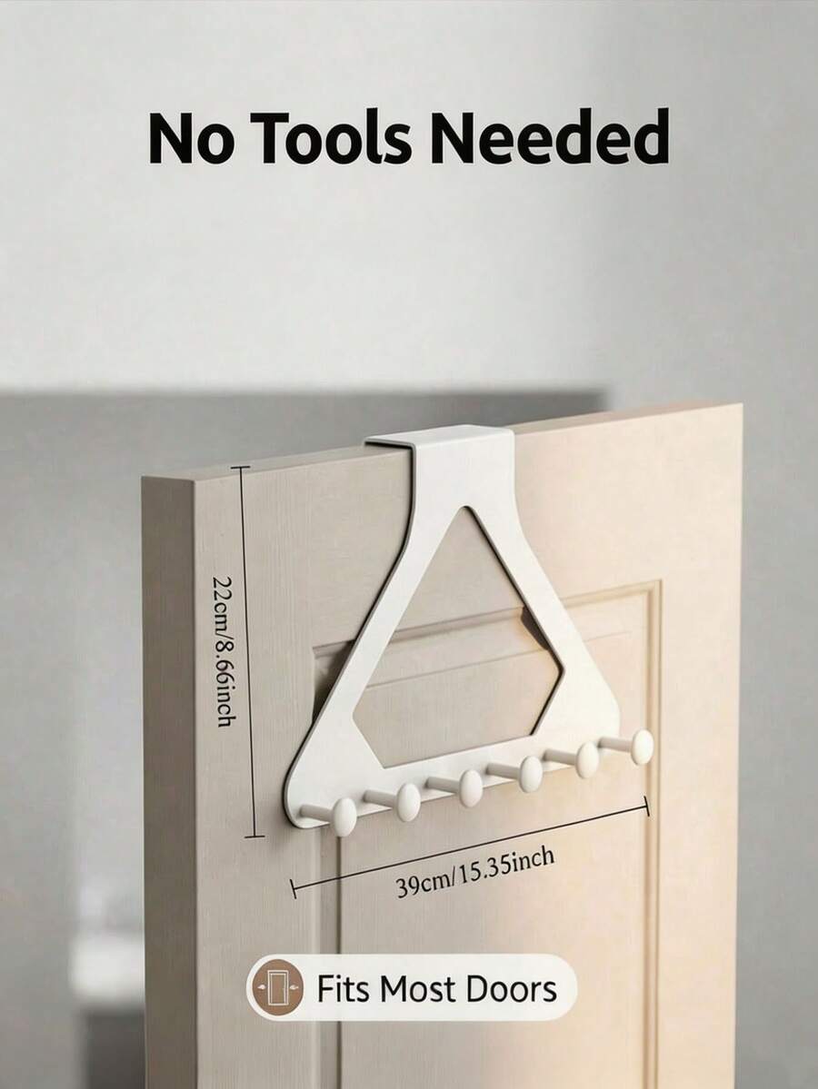 Large Upgraded Triangle Door Back Hook Rack Strong Load-Bearing No Drilling Required Hanging Clothes Bags Keys Hats Towels Robes Coats Organizer Storage Solution Perfect For Bedroom Bathroom Kitchen Dorm Room Home Organization Must-Have