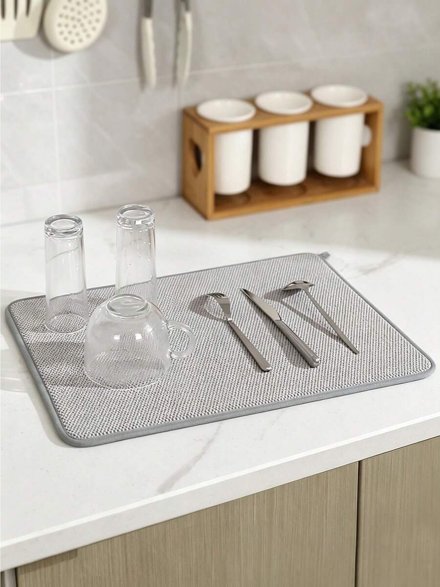 1/2pcs Kitchen Dish Drying Mat, Dish Drainer Pad, Microfiber Absorbent Mat, Tabletop Mat, Non-Slip Heat Resistant, Drainage Mat, Cabinet Drying Mat, Bathroom Mat - Multicolor - View 1