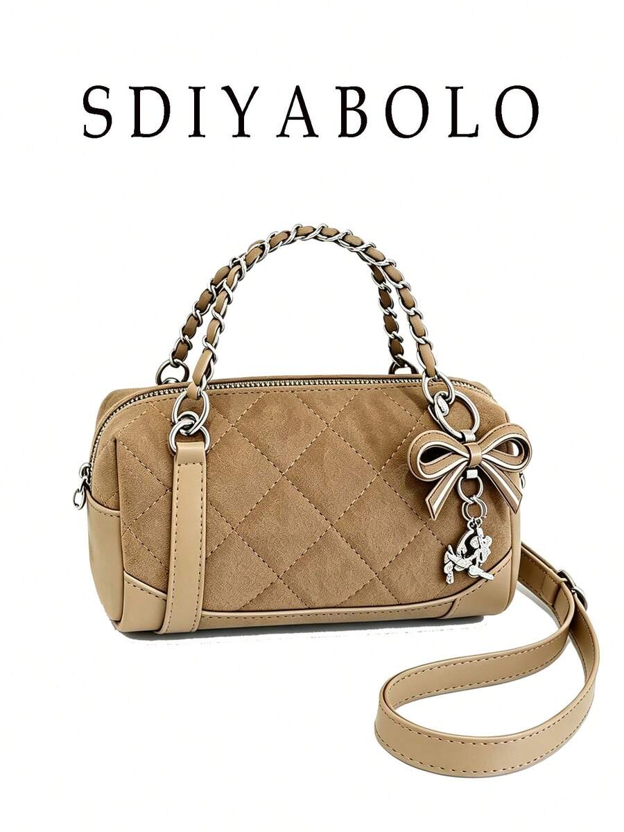 Women's New Spring Fashion Quilted Chain Handbag, Small Square Crossbody Bag, Versatile