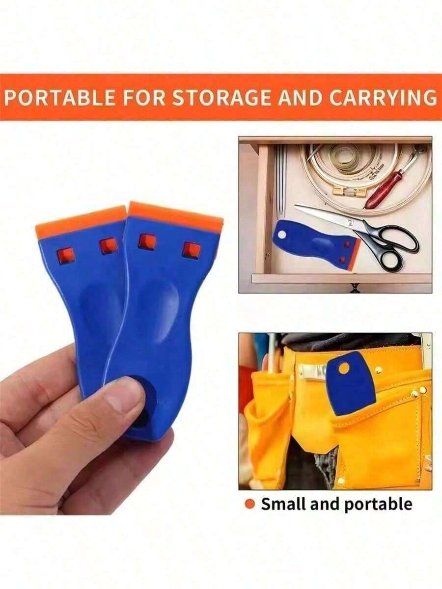 5/6/10pcs Plastic Scraper Set With 20 Plastic Blades, Household Cleaning Tool, Easily Remove Stickers/Glue/Labels/Paint/Oil Stains, Suitable For Cleaning Floors, Stoves, Car Windows, Multi-Functional Cleaning Essential