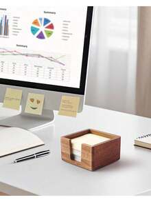 Acacia Wood Sticky Note Holder,Note Dispenser For Office Desk, 3x3 Sticky Notes Organizer, Wooden Memo Pad Holder For Desk Home Accessories, No Pads Included (Sticky Note Holder) - Sticky Note Holder - View 2
