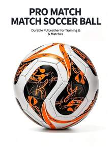 1pc Size 5 Standard Soccer Ball, Indoor & Outdoor Use, Competition Training, Gift Inflatable PU Leather Multi-Color Team Sports Football (Football Shipped Deflated) - Orange - View 4